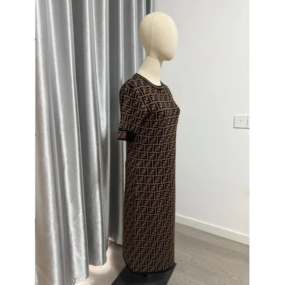 Fendi Ff Logo Jacquard Sweater Dress - Picture 2 of 10